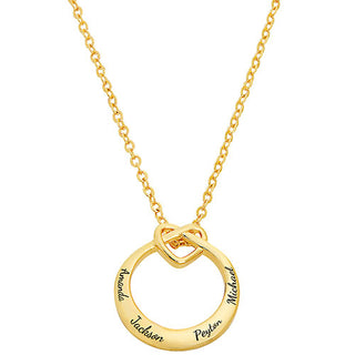 Engraved Love Knot Circle Necklace