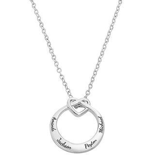 Engraved Love Knot Circle Necklace