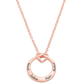 Engraved Love Knot Circle Necklace