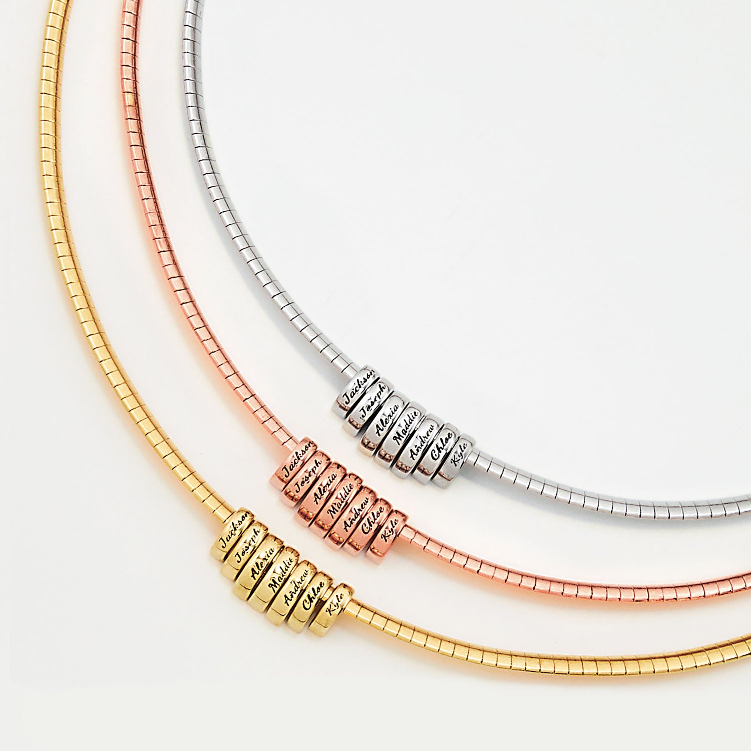 Personalized Engraved Slider Charms Omega Chain Necklace – Limoges