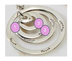 Engraved Concentric Circle Pendant with Heart Necklace
