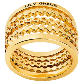 Gold Plated Personalized Beaded Stackable 5 Ring Set