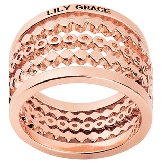 Rose Gold Plated Personalized Beaded Stackable 5 Ring Set