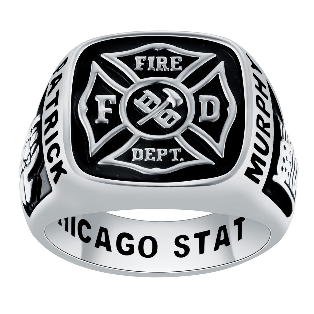 Men's Sterling Silver Fire Dept First Responder Ring – Limoges Jewelry