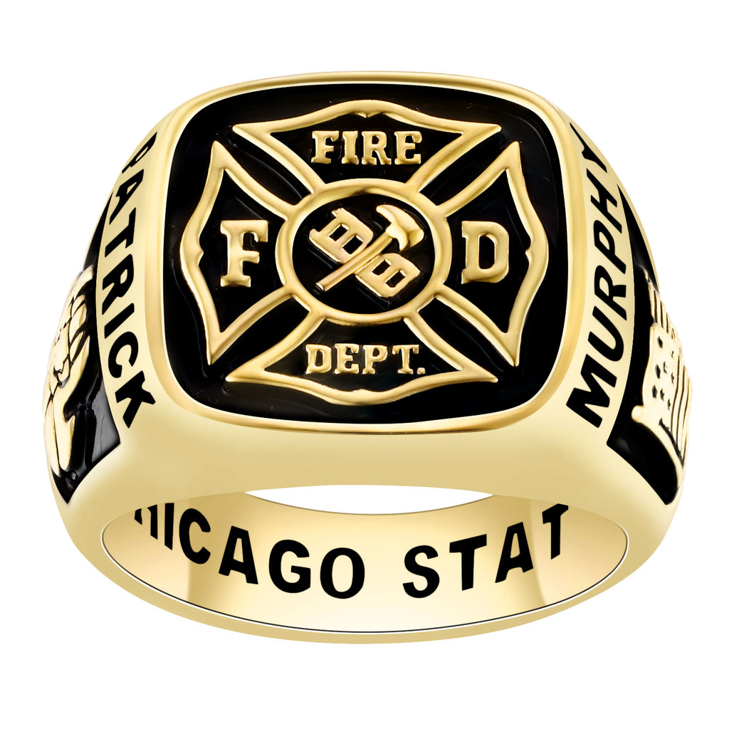 Men's Gold Celebrium Fire Dept First Responder Ring – Limoges Jewelry