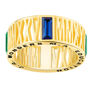 Men's Gold Over Sterling Roman Numeral 2025 Birthstone Class Ring