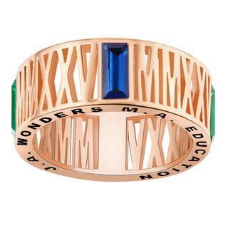 Men's Rose Gold Over Sterling Roman Numeral 2025 Birthstone Class Ring