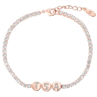 Pave CZ Initials Slider Charm Station CZ Tennis Bracelet