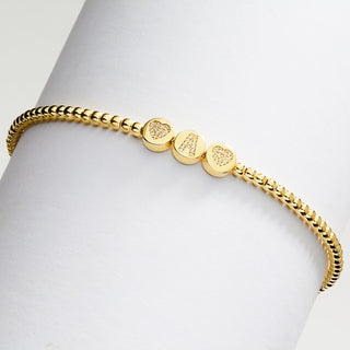 Pave CZ Initials Slider Charm Pave Initials Station Beaded Bracelet