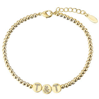 Pave CZ Initials Slider Charm Pave Initials Station Beaded Bracelet