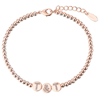 Pave CZ Initials Slider Charm Pave Initials Station Beaded Bracelet