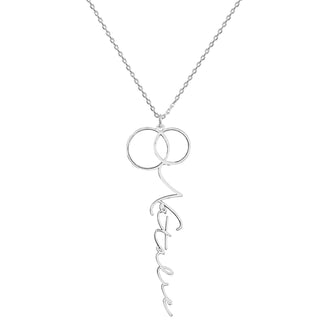 Sterling Silver Entwined Circles Vertical Name Necklace