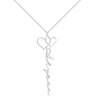 Sterling Silver Entwined Hearts Vertical Name Necklace