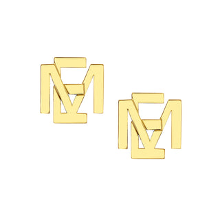 Sterling Silver Stacked Double Initial Button Earrings