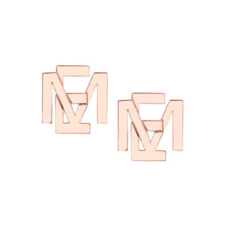 Sterling Silver Stacked Double Initial Button Earrings