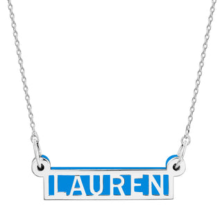 Silver Open Name Horiziontal Bar with Acrylic Necklace