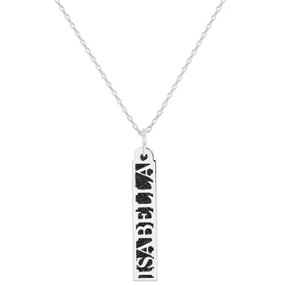 Personalized Silver Vertical Name Bar with Acrylic Pendant Necklace