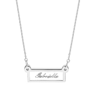 Personalized Silver Etched Name Clear Acrylic Bar Necklace