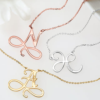 Sterling Silver Infinity Initial With Engraved Name Necklace