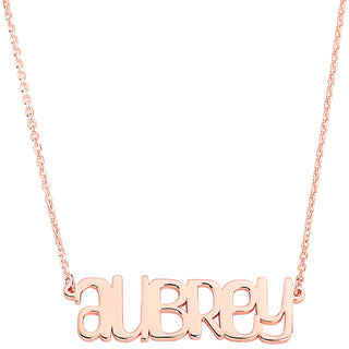 Sterling Silver Lowercase Playful Font Name Plaque Necklace
