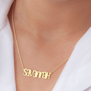 Sterling Silver Playful Font Name Plaque Necklace