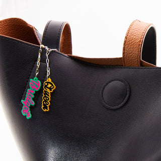 Vertical Name with Enamel Acrylic Charm Paperclip Chain Accessory