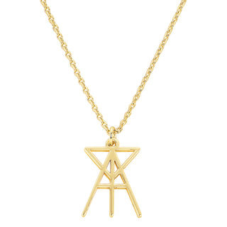 Sterling Silver Stacked Initials Logo Pendant Necklace