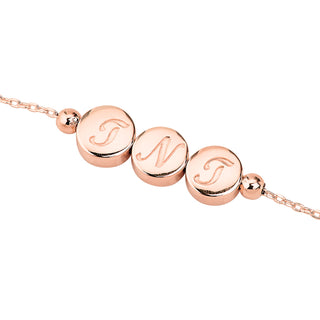 Engraved Script Intials Slider Charms Station Bracelet