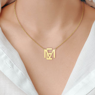 Sterling Silver Stacked Initials Necklace