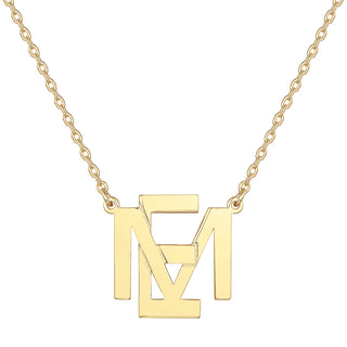 Sterling Silver Stacked Initials Necklace