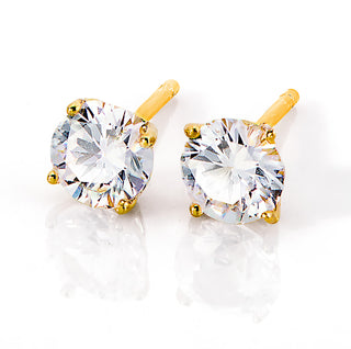 Sterling Silver Created White Sapphire Solitaire Earrings