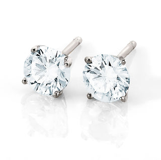 Sterling Silver Created White Sapphire Solitaire Earrings