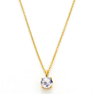 Sterling Silver Created White Sapphire Solitaire Necklace