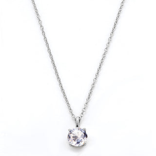 Sterling Silver Created White Sapphire Solitaire Necklace