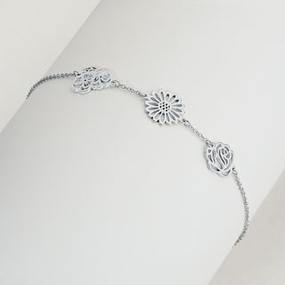 Silver Plated Birthmonth Flower Station Bracelet