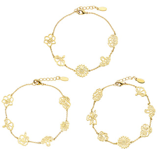 Gold Plated Birthmonth Flower Station Bracelet