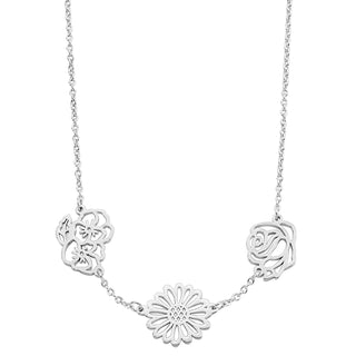 Silver Plated Birthmonth Flower Station Necklace
