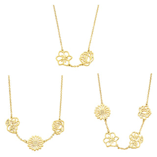 Rose Gold Plated Birthmonth Flower Station Necklace