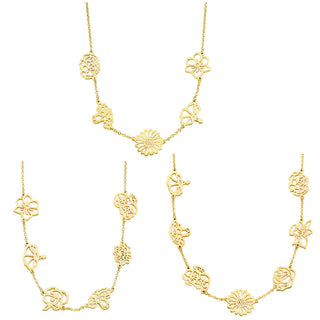 Rose Gold Plated Birthmonth Flower Station Necklace