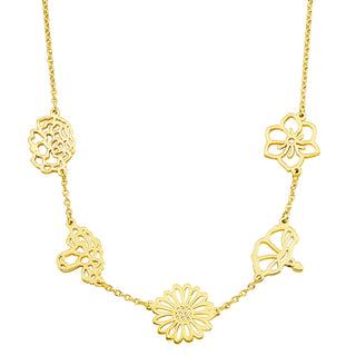 Gold Plated Birthmonth Flower Station Necklace