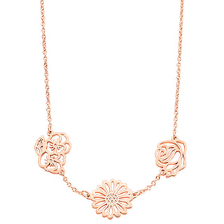Rose Gold Plated Birthmonth Flower Station Necklace