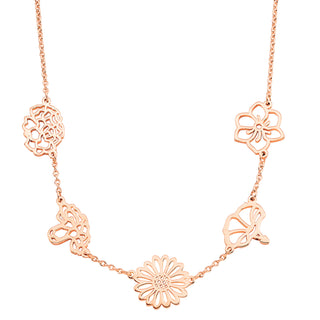 Rose Gold Plated Birthmonth Flower Station Necklace