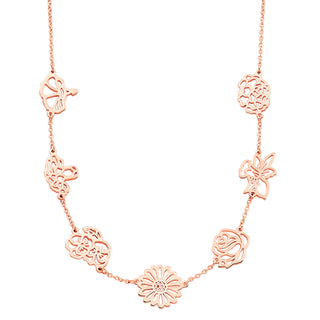 Rose Gold Plated Birthmonth Flower Station Necklace