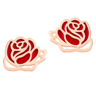Enamel Birthmonth Flower Button Stud Earrings