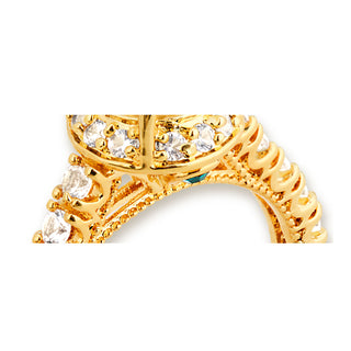 Gold over Sterling Hidden Halo and Birthstone White Topaz Solitaire Engraved Engagement Ring