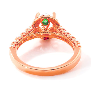 Rose Gold over Sterling Hidden Halo and Birthstone White Topaz Solitaire Engraved Engagement Ring