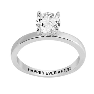 Platinum over Sterling White Topaz Solitaire with Enhancer Engraved Engagement Ring Set