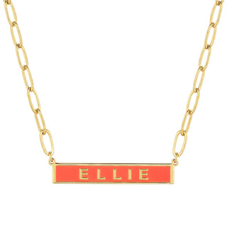 Personalized Enamel Bar on Paperclip Chain Necklace  - New Fall Colors