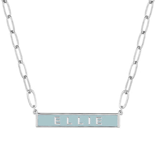 Personalized Enamel Bar on Paperclip Chain Necklace  - New Fall Colors