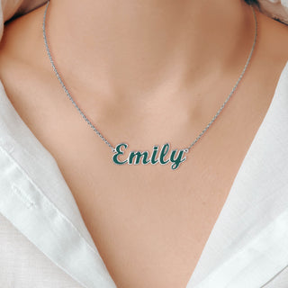 Personalized Enamel Script Name Necklace - New Fall Colors